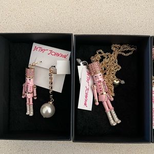 Betsey Johnson Nutcracker Pink Earring and necklace aet